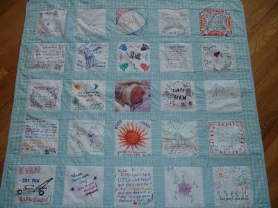 Each guest signs or decorates a square to be turned into a quilt for baby. Baby Shower Quilt Squares, Under Construction Theme, Group Art Projects, Baby Quilt Tutorials, Baby Patchwork Quilt, Handmade Baby Quilts, Baby Shower Planning, Fabric Markers, Childrens Gifts