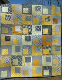 Gray And Yellow Quilts, Gray Quilts Ideas, Yellow Quilts Ideas, Minimal Quilt, Square In A Square Quilt, Gray Quilts, Geometric Quilts, Car Quilt, Simple Quilts