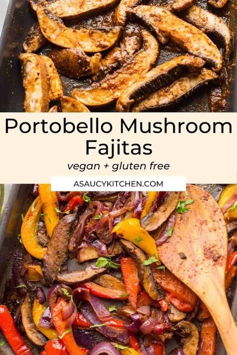 Portobello Fajitas, Mushroom Fajitas, Pku Recipes, Mushroom Dishes, Vegan Fajitas, Portobello Mushroom Recipes, 2023 Food, Jack Fruit, Vegetarian Mains