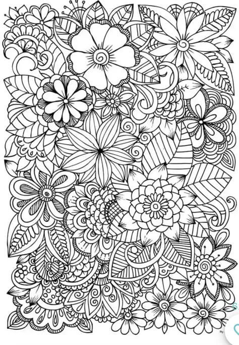 Flower Coloring Sheets, Coloring Pages For Teenagers, Printable Flower Coloring Pages, خريطة ذهنية, Skip To My Lou, Adult Coloring Designs, Pattern Coloring Pages, Detailed Coloring Pages, Free Adult Coloring Pages