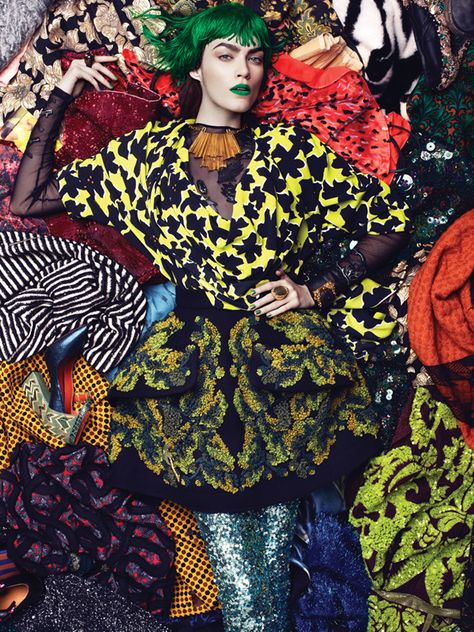 Robbie Fimmano creates a tapestry of couture-collage in ‘The Clash’ for the December issue of Interview Magazine.  Patrycja Gardygajlo plays part of the art in this eclectic vision of modern beauty, inspired by this season’s lush mix of color, texture and design.  A conceptual look at the power of change, Fimmano shows us how to transform … Pattern Clash, Interview Magazine, The Clash, Pattern Mixing, Fashion Photoshoot, Fast Fashion, Editorial Photography, Fashion Photographer, Couture Fashion