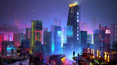 City Skyline Wallpaper, Scifi City, Cityscape Wallpaper, Sci Fi City, Futuristic Aesthetic, Cyberpunk City, Futuristic City, Future City, Science Fiction Art