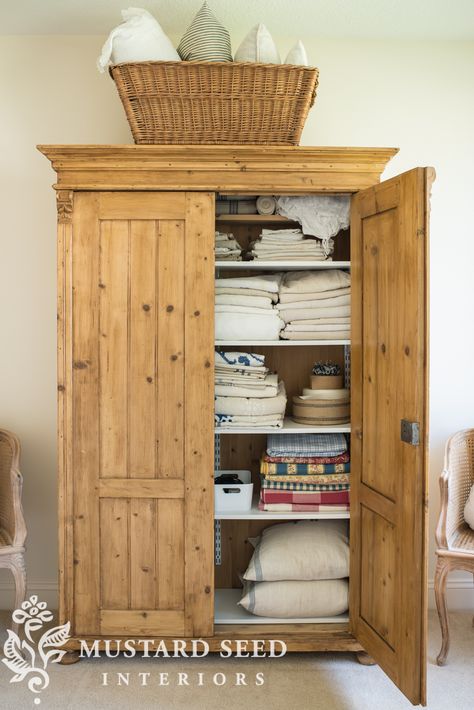 Remember this antique pine wardrobe I bought off of craigslist a couple of weeks ago? One of the last projects my brother was able to complete before flying home to Oregon was installing shelves inside.  And one of the last things my mom and I got done before my parents drove back to PA was to unpack my fabric and ... Read More Pine Wardrobe, Armoire Storage, Flying Home, Antique Wardrobe, Linen Cupboard, Bedroom Armoire, Bedroom Wardrobe, Blanket Storage, My Parents