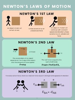 Physics Poster Ideas High Schools, Newton Laws Of Motion, Newtons 3 Laws Of Motion, Newton Laws Of Motion Projects, Newtons Laws Of Motion Poster, Jee Prep, Newtons Three Laws Of Motion, Law Of Inertia Examples, Physics Basics