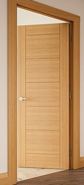 Sevillia Grooved Pre-finished Oak Internal Door Internal Flush Door Design, Interior Wooden Doors Modern, Internal Wooden Doors Ideas, Internal Wooden Doors Modern, Wooden Door Bedroom, Solid Wood Doors Entrance, Solid Wood Door Design Modern, Main Doors Interior Modern, Bedroom Flush Door Design