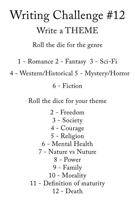 Write a theme! Play Writing Ideas, Writing Props, Themes For Story Writing, Themes To Write About, Story Themes Writing, Story Theme Ideas Writing, Writing Themes Ideas, Themes For Writing, Writing Challenge Fiction