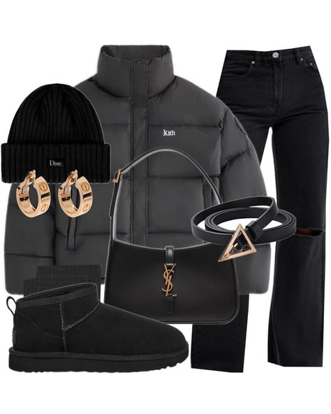 Mini Black Uggs Outfit, How To Style Black Uggs, Black Ugg Outfit Ideas, Black Ugg Outfits, Black Mini Uggs Outfits, Outfits With Black Uggs, Black Ugg Outfit, Outfit With Black Jeans, Outfits Black Jeans