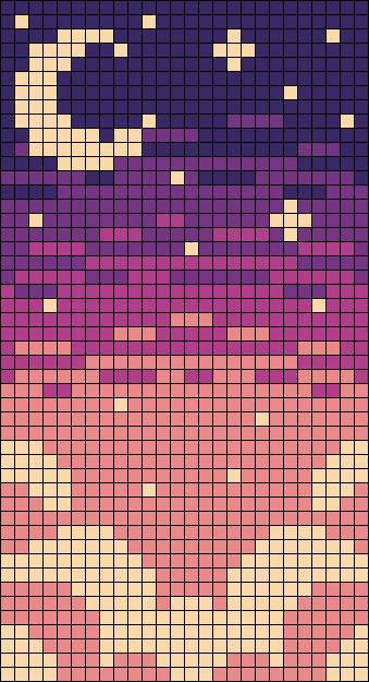 Alpha pattern #156771 | BraceletBook Crochet Blanket Patterns Pixel, 8 Bit Space Pixel Art, Cross Stitch Sky, Pixel Gradient Patterns, Night Sky Crochet, 16x16 Pixel Art Grid, Celestial Alpha Pattern, Large Crochet Tapestry, Alpha Pattern Blanket