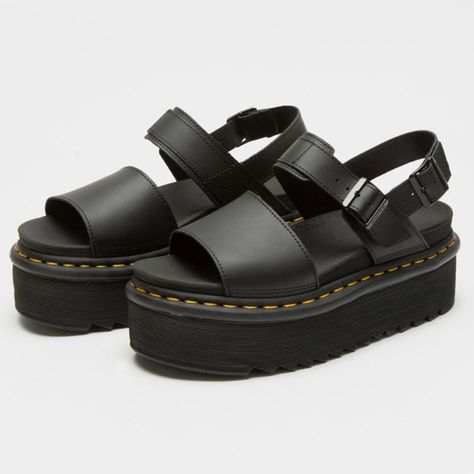 DR. MARTENS Voss Quad Leather Strap Womens Platform Sandals Voss Sandals Outfit, Doc Sandals, Voss Sandals, Doc Martens Sandals, Doc Marten Sandals, Womens Platform Sandals, Dr Martens Voss, Platform Doc Martens, Doc Martens Black