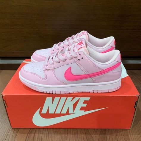 Nike Dunk Low”Triple Pink” Nike Dunk Low Triple Pink, Pink Shoe Laces, Pink Dunks, 2025 Wishlist, Hot Pink Shoes, Pink Nikes, Pink Shoes, Nike Dunk Low, Dunk Low