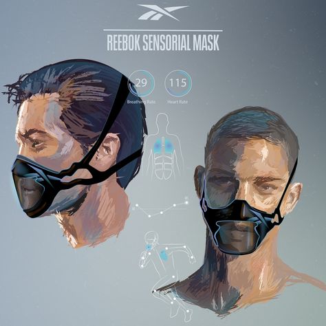 These exclusive Reebok renderings offer a strange glimpse into the future of fitness. Dystopian Setting, Futuristic Mask, Oxygen Mask, Light Therapy Mask, Dystopian Future, Mask Tutorial, Setting Ideas, Conceptual Design, Light Therapy