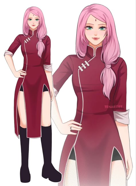 Kunoichi Outfit, Sakura Haruno Cosplay, Naruto Clothing, Ninja Outfit, Sakura Art, Bratz Inspired Outfits, Sasuke Sakura, Naruto Sasuke Sakura, Anime Inspired Outfits