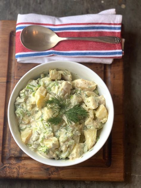 A Classic Norwegian Potato Salad | Sunny Gandara Norwegian Potato Salad, Potato Salad No Mayo, Scandinavian Recipes, Potato Salad Dressing, Potato Salad Recipe Easy, Potato Salad With Egg, Salads For A Crowd, Easy Potato Salad, Norwegian Food