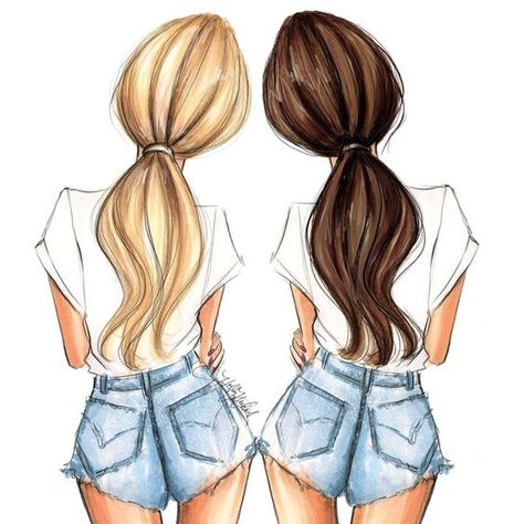 Best Friend Sketches, Sisters Drawing, Friends Sketch, Best Friend Wallpaper, Best Friend Drawings, Bff Drawings, Most Beautiful Images, Girly Wall Art, Drawings Of Friends