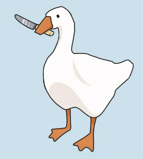 Cartoon Goose Drawing, Goose With Knife Drawing, Funny Goose Drawing, Silly Goose Painting, Silly Duck Drawing, Duck Drawing Funny, Duck With Knife Drawing, Silly Goose Drawing, Cute Goose Drawing