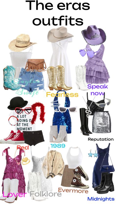 Taylor Swift eras your outfits #taylorswift #outfitinspo Speak Now Outfits Eras Tour Ideas, Eras Tour Bestie Outfits, Outfit Ideas For Taylor Swift Concert, Eras Tour Simple Outfits, Eras Tour Group Outfits, Cute Eras Tour Outfits, Simple Eras Tour Outfits, Plus Size Eras Tour Outfits, Eras Tour Outfits Fearless