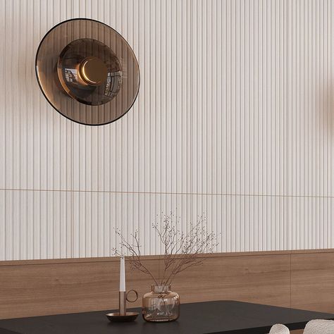 Slat Wall Tile, White Slat Wall, Moody Accent Wall, Japandi Wood, Ribbed Tile, Wood Slat Wall, Window Projects, Tile Edge, Herringbone Tile