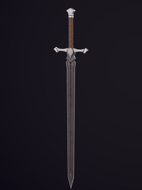 Long Sword 3D model. Realistic material. Made and designed by Danko. Fantasy Longsword Designs, Longsword Dnd, Long Swords Fantasy, Longsword Design, Gate Of Babylon, Dragon Nest Warrior, Alita Battle Angel Manga, Tabletop Rpg Maps, Fantasy Props