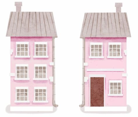 Watercolor pink house illustration isola... | Premium Vector #Freepik #vector #vintage #cosy #house #pink Pink House Background, Barbie House Illustration, Pink House Illustration, Pink Dollhouse Exterior, Pink And Purple Doll House, House Illustration, Pink Houses, Kids Wallpaper, Vector Photo