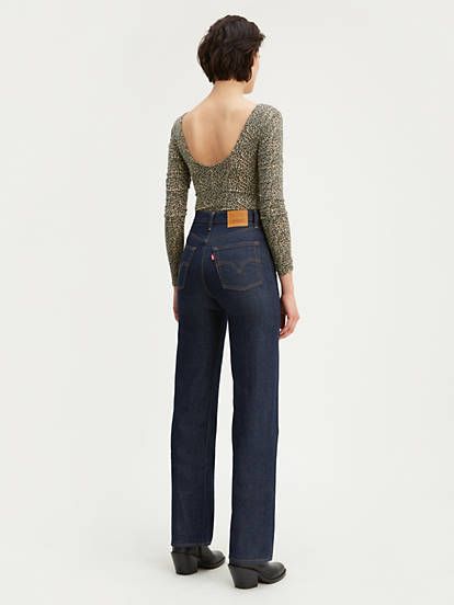 Ribcage Full Length Jeans - Dark Wash | Levi's® CA Levi’s Ribcage Jeans, Uzun Boy, Full Length Jeans, Harajuku Outfits, Fashion Goals, Tapered Pants, Wardrobe Basics, Long Style, Rib Cage