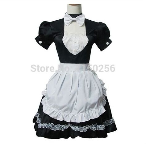 Modern Maid Uniform, Yvette Clue, Maid Outfit Aesthetic, Princess Dress Black, French Maid Outfit, Maid Fancy Dress, Clue Costume, Lace Princess Dress, Cosplay Maid