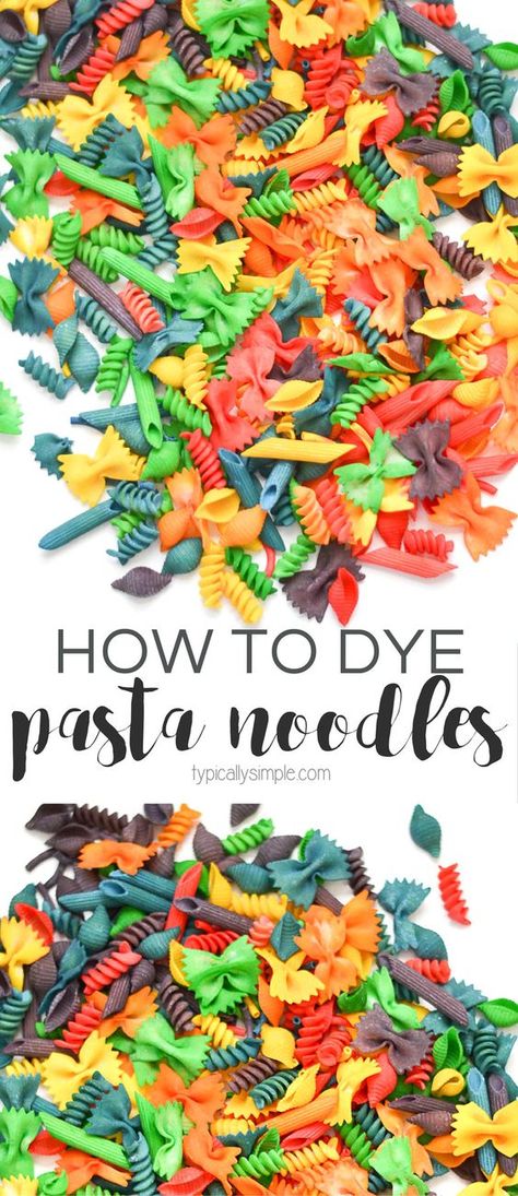 Colorful pasta noodles are great to use for crafts, sensory bins, and sorting activities. This simple tutorial will show you how to dye pasta in batches in a rainbow of colors! Science Activities For Infants, Dye Pasta, Activities For Infants, Colorful Pasta, Pasta Crafts, Toddler Sensory Bins, Sensory Tubs, Pasta Art, Sensory Crafts