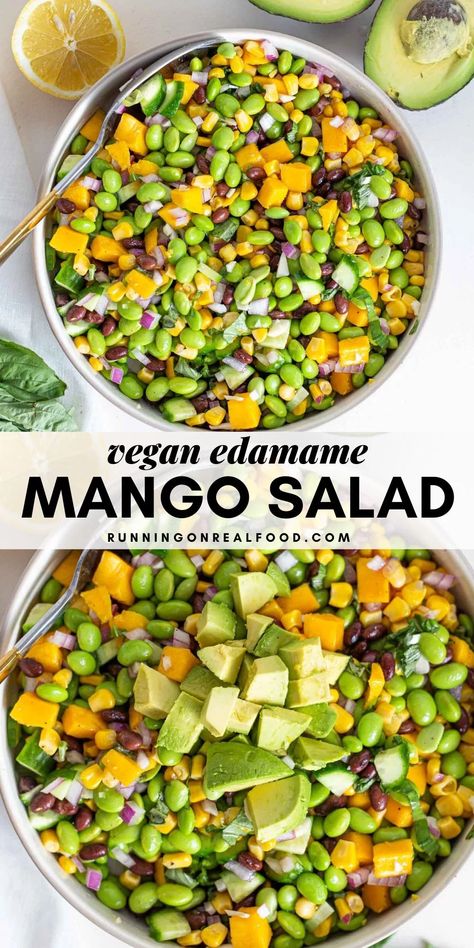 Fedtforbrændende Mad, Vegan Salad Recipes, Mango Salad, Vegan Salad, Edamame, Healthy Salad Recipes, Vegan Eating, Vegan Dinners, Vegetarian Dishes