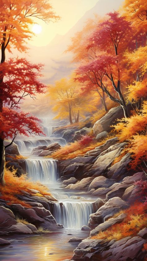 fall pictures cozy fall aesthetic wallpaper autumn pictures Colors In Nature, Watercolor Paintings Nature, Colors Of Nature, Beautiful Landscape Photography, Annual Sale, Canvas Painting Tutorials, Landscape Art Painting, Autumn Scenery, Autumn Painting