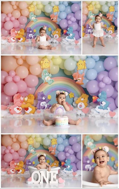 Care Bears Birthday Party, Care Bear Party, Care Bear Birthday, 1st Birthday Photoshoot, 1st Birthday Themes, Girl Birthday Themes, Pink Teddy Bear, Hello Kitty Party, 20th Birthday