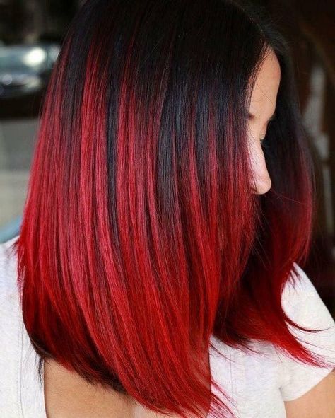 Red Balayage Hair, Red Hair Color Ideas, Black Red Hair, Red Ombre Hair, Red Balayage, Ombré Hair, Ombre Hair Color, Red Hair Color, Hair Color Balayage