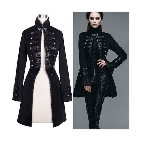 Women Black Double Breasted Victorian Gothic Dress Trench Coat... ❤ liked on Polyvore featuring outerwear, coats, gothic trench coat, gothic coat, victorian trench coat, goth coat and double-breasted coat Gothic Fashion Victorian, Mode Steampunk, Woman In Black, Wedding Clothes, Steampunk Costume, Beauty Dress, Gothic Dress, Vest Fashion, Coat Outfits