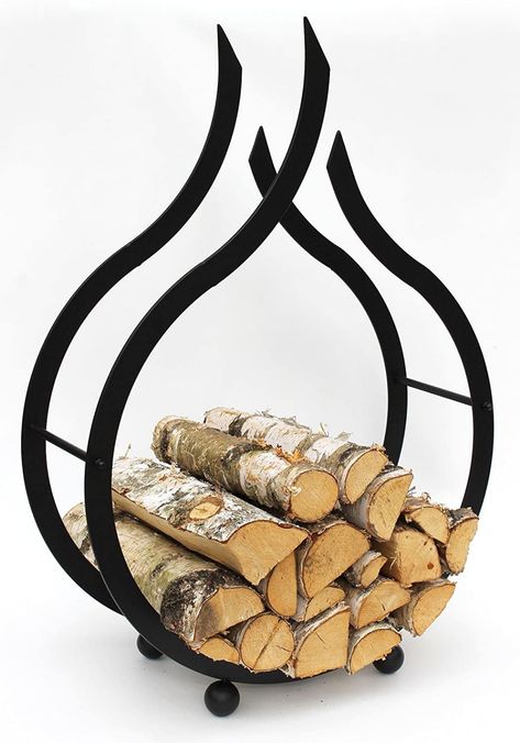 Wood Holder For Fireplace, Firewood Holder Indoor, Metal Furniture Ideas, Firewood Storage Ideas, Indoor Firewood Rack, Fireplace Metal, Firewood Stand, Firewood Storage Indoor, Outdoor Firewood Rack