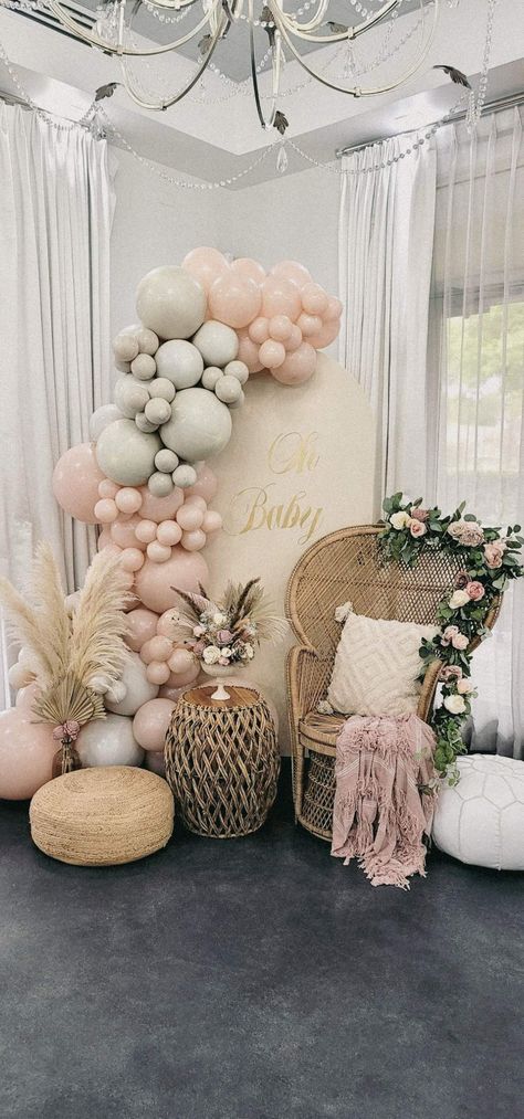 Baby Shower / Baby Shower "Blush & Boho Baby Shower " | Catch My Party Blush Baby Shower Decor, Boho Baby Shower Girl, Boho Baby Shower Decorations, Fancy Baby Shower, Creative Baby Shower Themes, Cat Baby Shower, Blush Pink Baby Shower, Surprise Baby Shower, Country Baby Shower