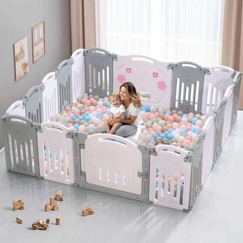 Amazon.com : Uanlauo Baby Playpen, 18 Panel Play Pens for Babies and Toddlers, Safety Foldable Playpen, Easy Assemble Baby Fence, Indoor Outdoor Use Baby Play Yard, Baby Fence Play Area (Grey+White) : Baby Baby Play Yard, Baby Playpen, Play Yard, Grey Panels, Baby Protection, Baby Safety, Baby Play, Baby Love, Fence