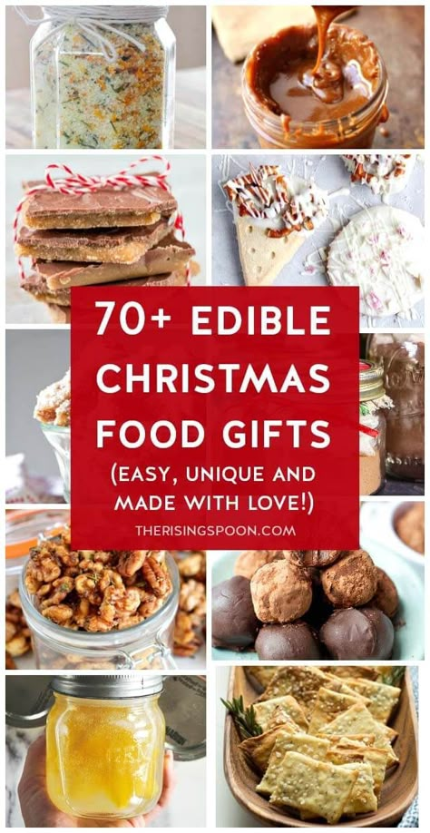 Need ideas of for easy homemade food gifts that you can give to friends, family & co-workers for Christmas and other holidays? Check out my hand-curated list for all kinds of ideas: sweet, savory, make-ahead, last-minute, in a jar, in cellophane bags, indulgent, healthy and more. There's something for everyone on your list - not just foodies! I've also included my best tips for making & packaging food gifts during the busy holiday season so you're not so stressed! Edible Christmas Gifts, Diy Food Gifts, Homemade Food Gifts, Christmas Food Gifts, Edible Food, Cooking Classy, Edible Gifts, Homemade Christmas Gifts, Homemade Christmas