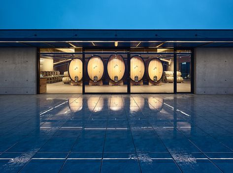 Wine Cellar Dockner / goebl architecture, © Bruno Klomfar Wine Bottle Holder Wall, Wine Images, Wine Cellar Design, Italy Wine, Cellar Design, Utility Buildings, Wine Barrel, Architecture Photo, Italian Wine