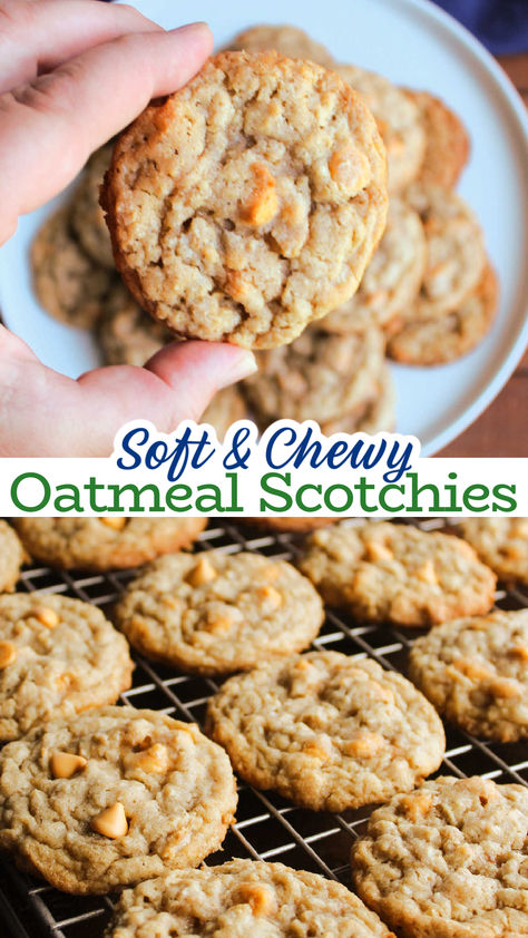 Oatmeal scotchies are soft and chewy oatmeal cookies that are bursting with brown sugar and butterscotch flavors. They are a classic treat for good reason and this is a recipe that should be in your repertoire.