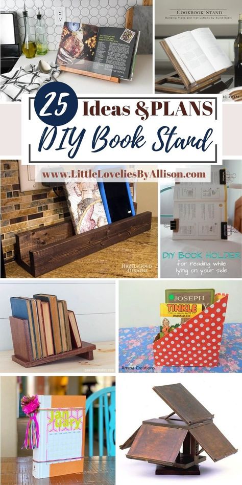 25 DIY Book Stand Hacks Using Household Materials Table Top Book Rack, Diy Book Stand For Reading, Open Book Display Stand Diy, Book Rack Diy, Diy Book Holder Ideas, Book Stands Diy, Table Top Book Display, Bookstand Holder Diy, Book Rest Diy