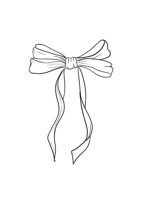 Cute Bow Tattoos, Tattoo Outlines For Beginners, Cute Bow Tattoo, Easy Tattoo Outlines, Bow Tattoo Stencil, Bow Tattoo Ideas, Bows Tattoo, Small Bow Tattoos, Draw Ribbon