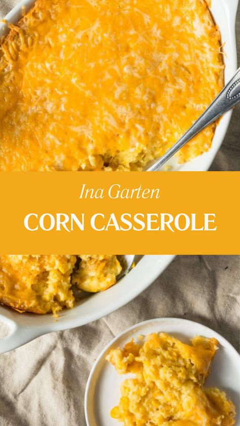 Ina Garten Corn Casserole Ricotta Corn Recipes, Corn Pudding Ina Garten, Corn Casserole With Fresh Corn, Fresh Corn Casserole Recipe, Fresh Corn Casserole, Southern Veggies, Southern Corn Casserole, Corn Bake, Baked Corn Casserole