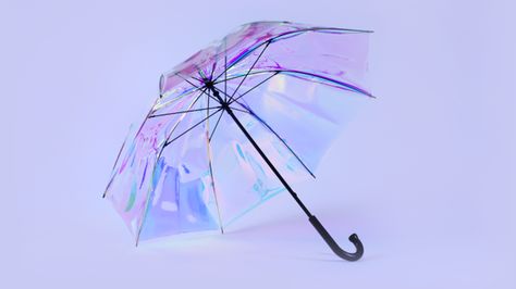 Gorgeous iridescent umbrella tells you when it's supposed to rain Jellyfish Umbrella, Lavender Car, Dnd Ocs, Stylish Umbrella, Transparent Umbrella, Cute Umbrellas, Magic House, Colorful Umbrellas, Going To Rain