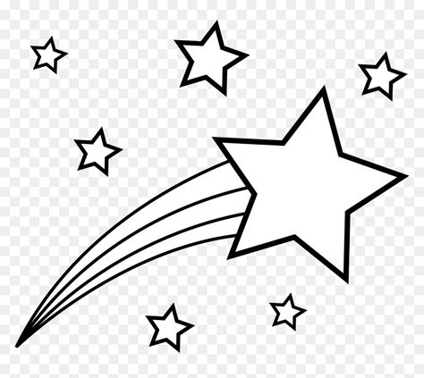 Star Clipart Black And White, Shooting Star Emoji, Shooting Star Clipart, Shooting Star Drawing, Star Drawings, Stars Black And White, White Things, Star Outline, Drawing Stars