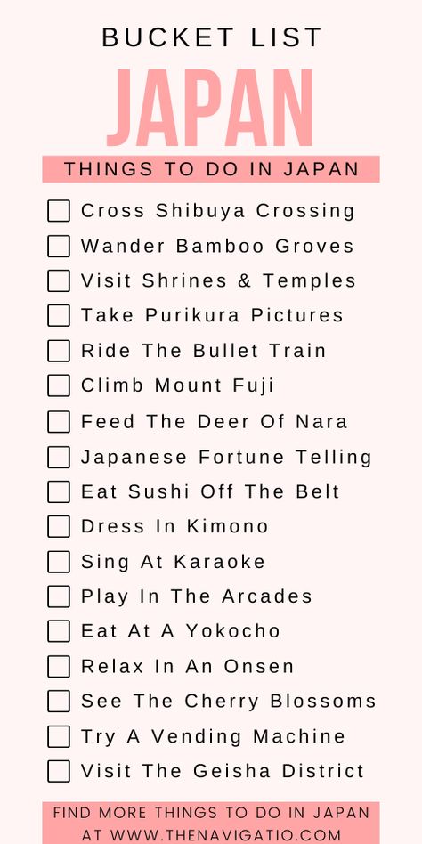 Japan Bucket List Challenge, What To Do In Japan Tokyo, Vacation In Japan, Japan To Do List, Thing To Do In Japan, Kyoto Bucket List, Must Do Japan, Tokyo To Do List, Osaka Japan Itinerary