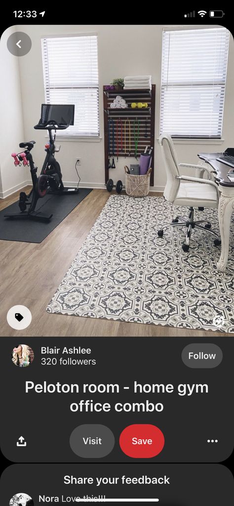 Office Slash Workout Room, Office Treadmill Room, Home Office And Exercise Room Combo, Home Gym Craft Room Combo, Half Gym Half Office, Office And Home Gym Combo, Office Gym Combo Small Spaces, Office Exercise Room Combo, Workout And Office Room Ideas