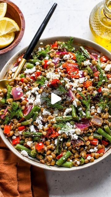 Jamie Vespa MS, RD on Instagram: "Easy Mediterranean Lentil Salad: the 4th most popular recipe of the year👏🏻 Filled with colorful sautéed veggies, feta, fresh herbs, and a punchy lemon-Dijon dressing, it’s the perfect weekday salad contender. Enjoy warm, chilled, or closer to room temperature. Here’s what you need:

Lentils (I use canned for convenience - so underrated!)
Bell pepper
Red onion
Green beans
Olive oil
Lemon
Dijon mustard
Cumin
Feta
Fresh dill

Find the full recipe by Google searching “dishingouthealth lentil salad” or click the link in my bio! Recipe inspired by @eatingwell" Onion Green Beans, Mediterranean Lentil Salad, Sautéed Veggies, Dijon Dressing, Cedar Cove, Lentil Salad, Sauteed Veggies, Most Popular Recipes, Fresh Dill