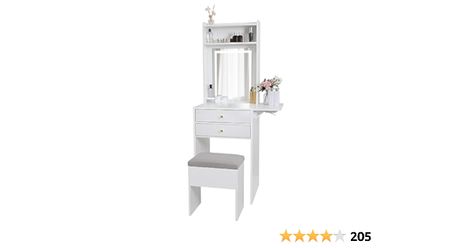 Amazon.com: ARTETHYS Small Vanity Desk Set with 3 Adjustable Lighted Mirror and Storage Chair, Makeup Vanity Table for Small Space, White Dressing Table with Fold-up Panel for Bedroom : Beauty & Personal Care Small Vanity Desk, White Dressing Table, Makeup Vanity Table, White Dressing Tables, Makeup Table Vanity, Small Vanity, Lighted Mirror, Table For Small Space, Storage Chair