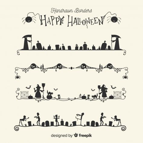 Bullet Journal Halloween, Halloween Border, Halloween Borders, Traditional Tattoo Inspiration, Doodle Borders, Halloween Craft Projects, Idee Cricut, Vector Border, Perspective Drawing Lessons