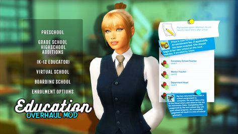 Wouldn't it be cool if the youngest Sims could go to preschool, and private and boarding schools were an option? Luckily, mod Education Overhaul can bring us Sims 4 High School More Students, Sims 4 Education Overhaul, Sims 4 Home School Mod, Sims Job Mods, Sims 4 Boarding School Mod, Ts4 School Cc, Best Sims 4 Mods, Sim4 Mods, Sims 4 Free Mods