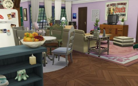 Friends appartement Monica Salon Monica Chandler, Monica And Chandler, 4 Friends, Central Perk, Sims 4 Build, Friends Tv Show, Friends Tv, Maxis Match, Sims 4