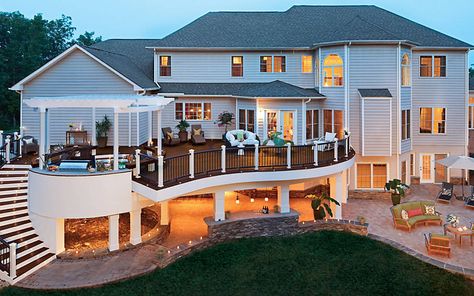 Deck Design Ideas | Deck Pictures & Patio Designs | Trex Second Story Deck, Patio Pictures, Houses Architecture, Dream Deck, Trex Deck, Decks Backyard, Backyard Deck, Backyard Retreat, Deck Ideas